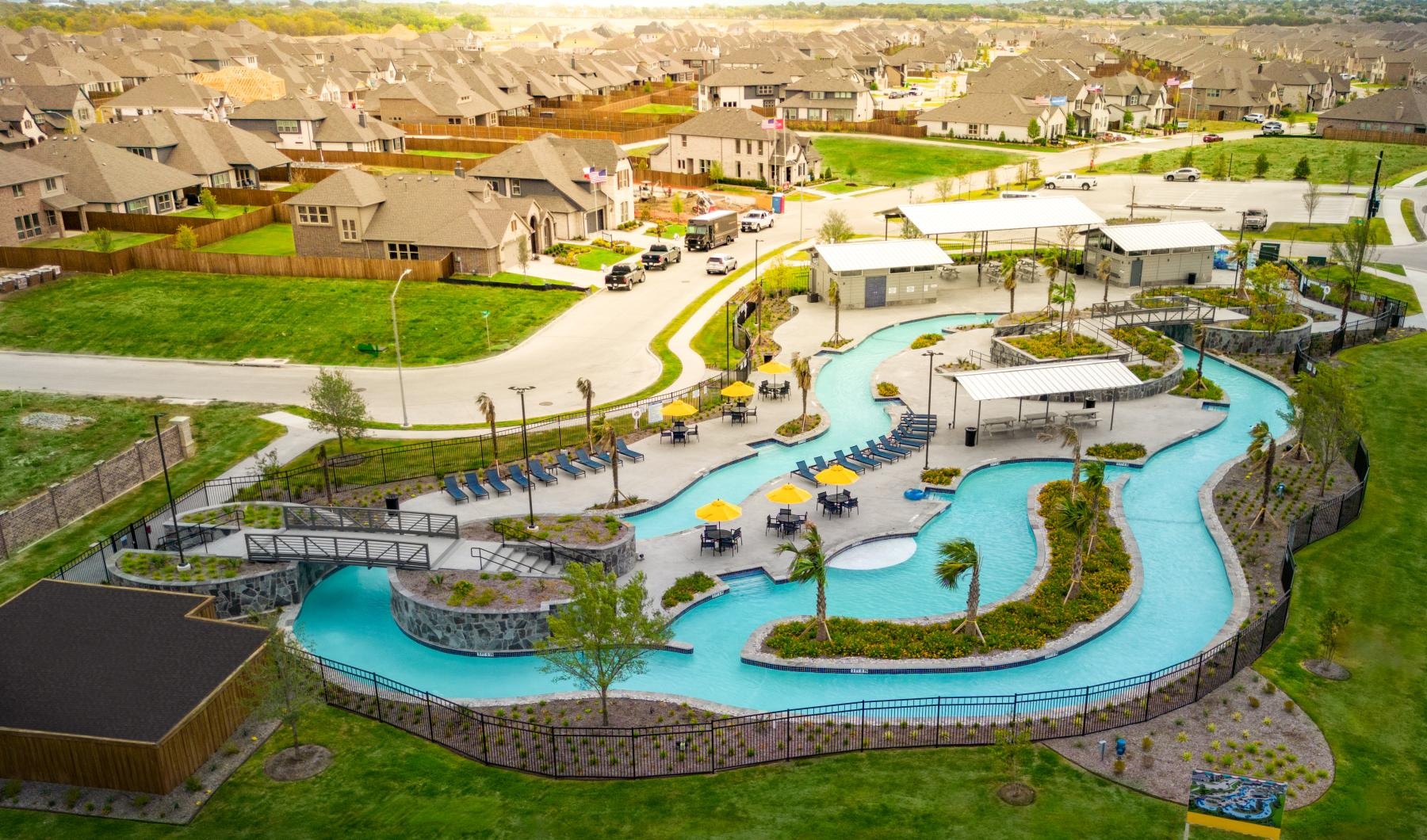 an aerial view of an apartment complex rendering