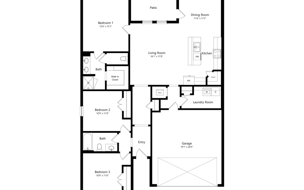 3 Bed, 2 Bath