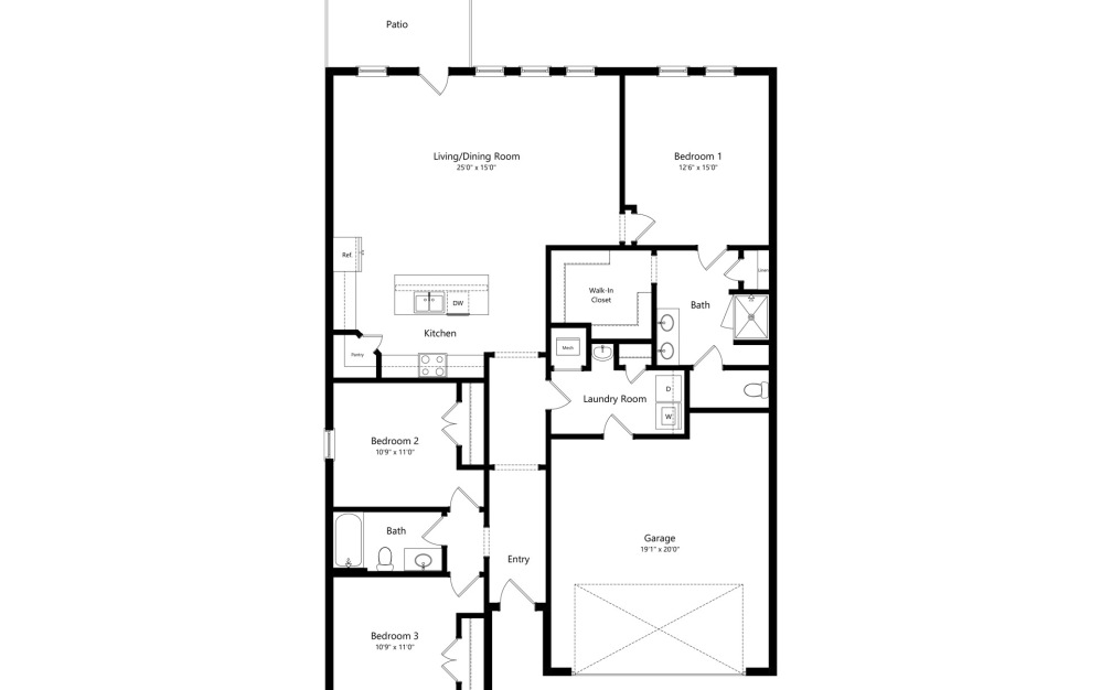 3 Bed, 2 Bath