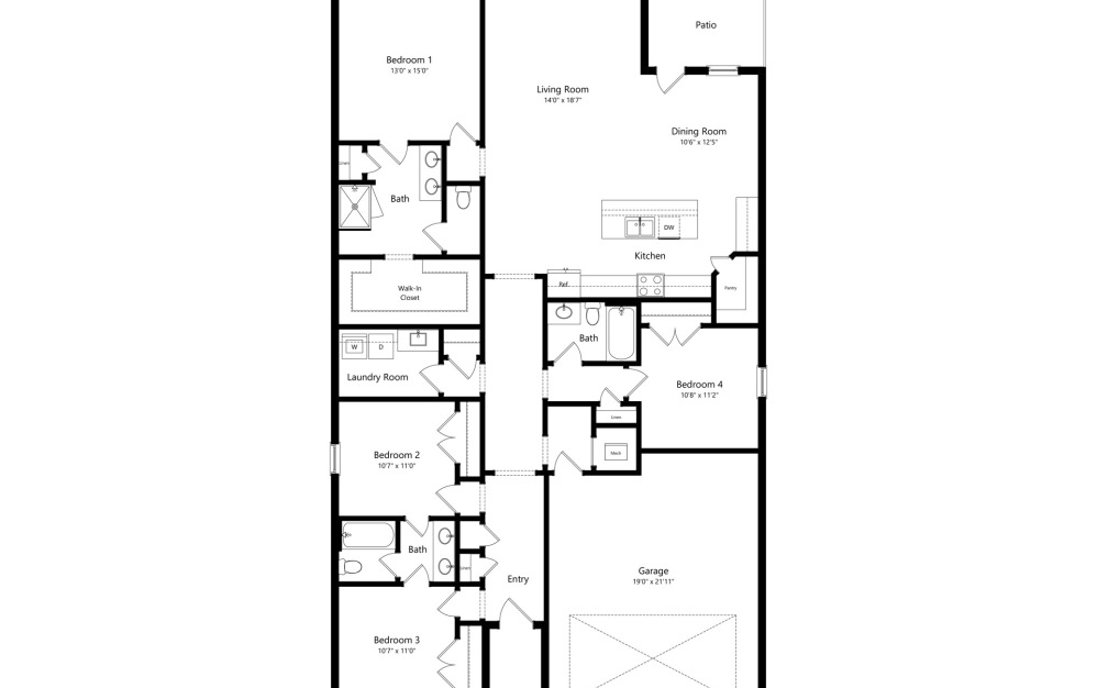 4 bed, 3 bath